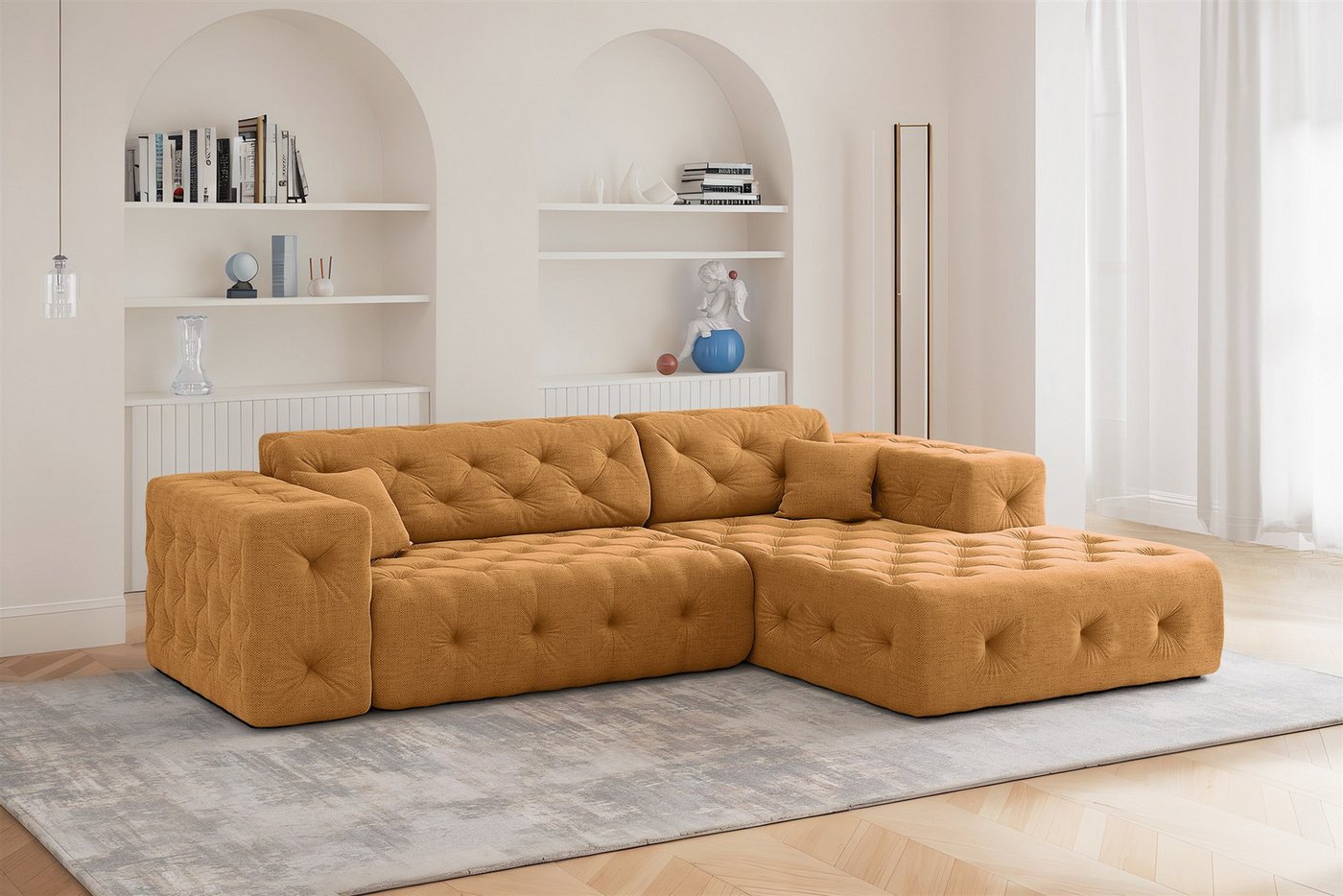 Fun Möbel Ecksofa Designersofa CHANTAL mit Ottomane in Stoff Moly, inkl. 2 Zierkissen, Ottomane Links oder Rechts Fun Möbel Ecksofa Designersofa CHANTAL mit Ottomane in Stoff Moly, inkl. 2 Zierkissen, Ottomane Links oder Rechts von Fun Möbel