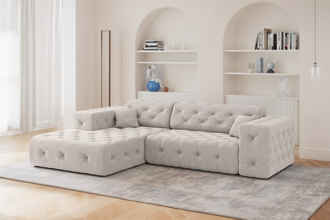 Fun Möbel Ecksofa Designersofa CHANTAL mit Ottomane in Stoff Moly, inkl. 2 Zierkissen, Ottomane Links oder Rechts Fun Möbel Ecksofa Designersofa CHANTAL mit Ottomane in Stoff Moly, inkl. 2 Zierkissen, Ottomane Links oder Rechts von Fun Möbel