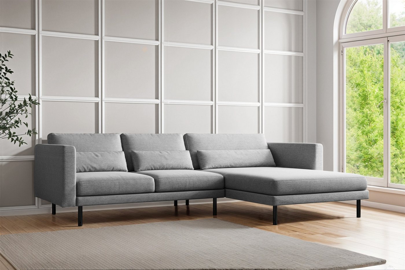 Fun Möbel Ecksofa Designersofa FUN AGAPITO in Stoff, mit Ottomane Links oder Rechts, Rundumbezug von Fun Möbel