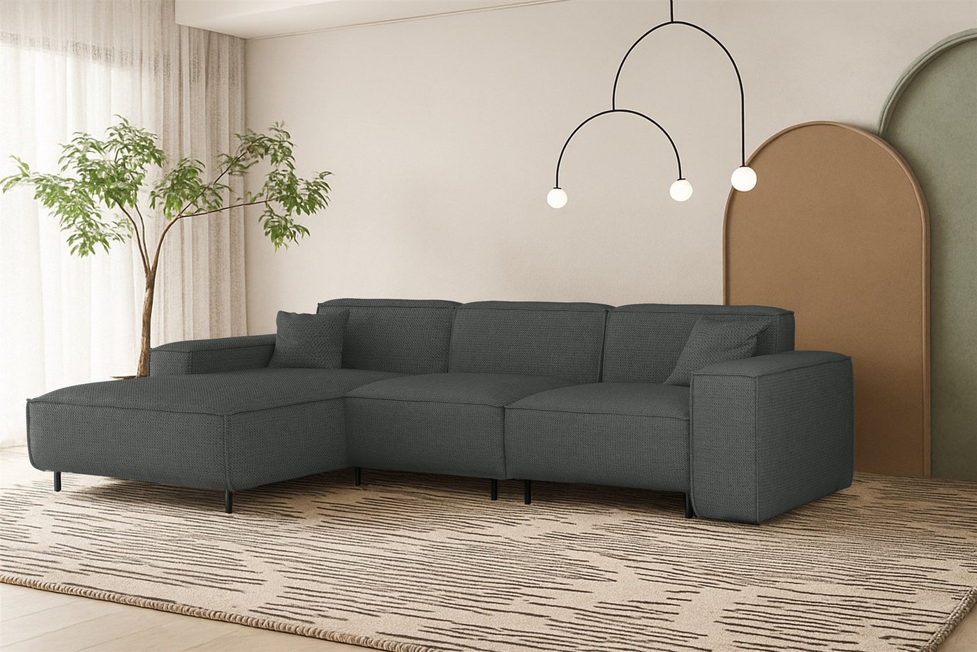 Fun Möbel Ecksofa Designersofa FUN GEMA mit Ottomane in Stoff, Rundumbezug, Ottomane Links oder Rechts von Fun Möbel