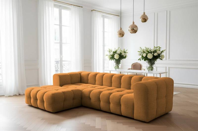 Fun Möbel Ecksofa Designersofa FUN LEONOR (290 cm), Stoff Moly oder Tiffani, Sofa-Rücken echt bezogen von Fun Möbel