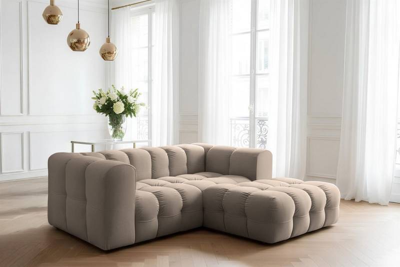 Fun Möbel Ecksofa Designersofa FUN LEONOR XS (239cm), Stoff Moly oder Tiffani, Sofa-Rücken echt bezogen von Fun Möbel