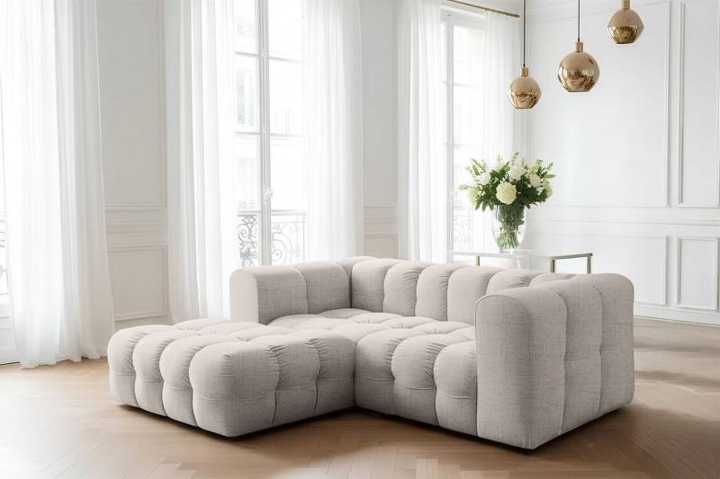 Fun Möbel Ecksofa Designersofa FUN LEONOR XS (239cm), Stoff Moly oder Tiffani, Sofa-Rücken echt bezogen von Fun Möbel