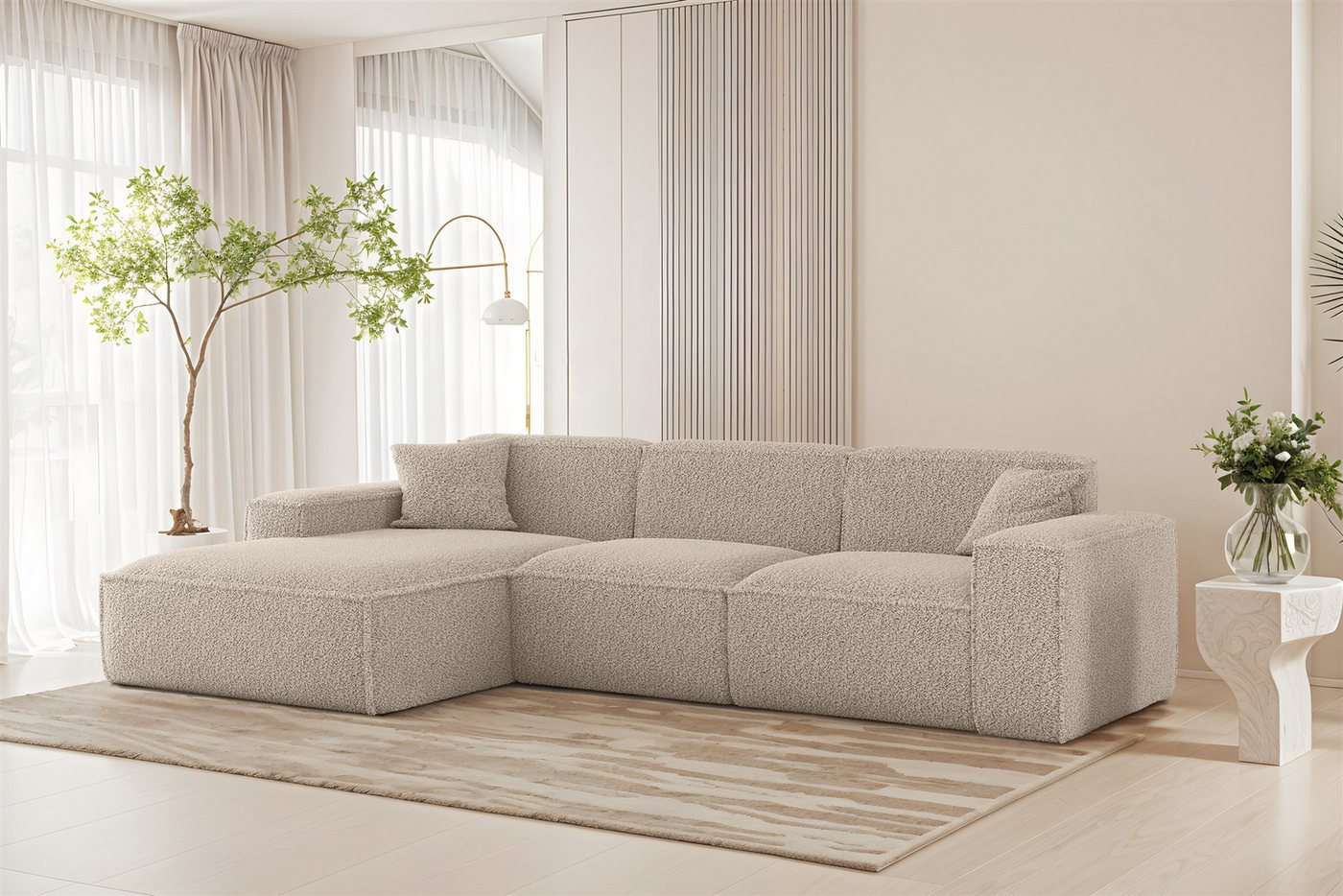 Fun Möbel Ecksofa Designersofa FUN PEREZ PREMIUM in Stoff Sven, Ottomane Rechts oder Links, inkl. 2 x Zierkissen von Fun Möbel