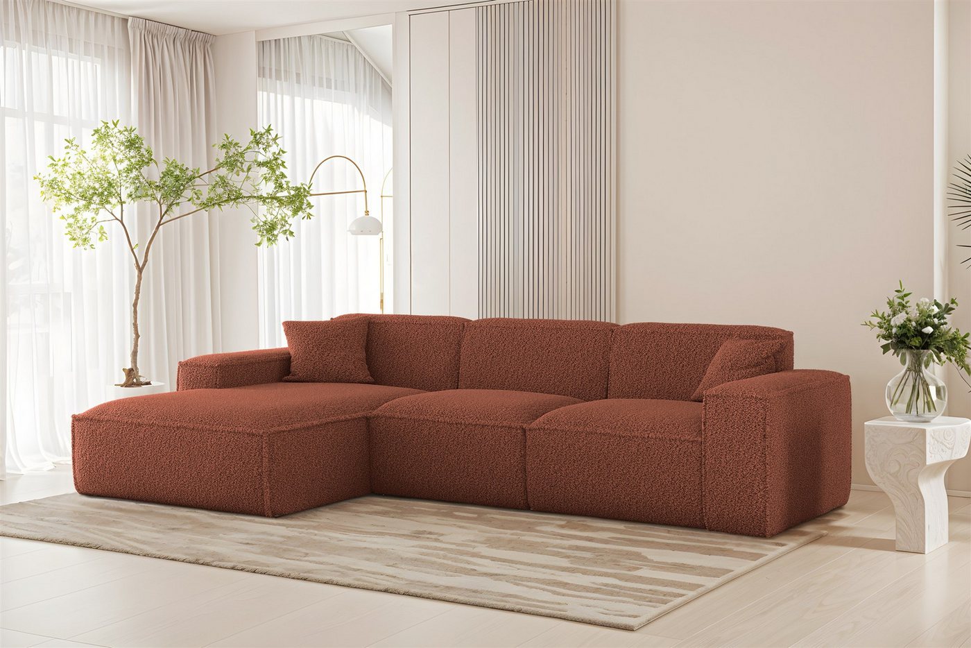 Fun Möbel Ecksofa Designersofa FUN PEREZ PREMIUM in Stoff Sven, Ottomane Rechts oder Links, inkl. 2 x Zierkissen von Fun Möbel