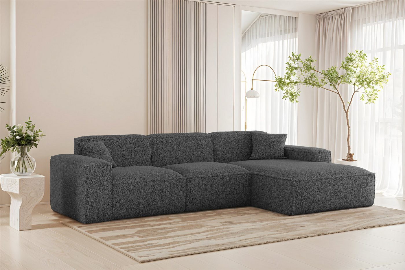 Fun Möbel Ecksofa Designersofa FUN PEREZ PREMIUM in Stoff Sven, Ottomane Rechts oder Links, inkl. 2 x Zierkissen von Fun Möbel