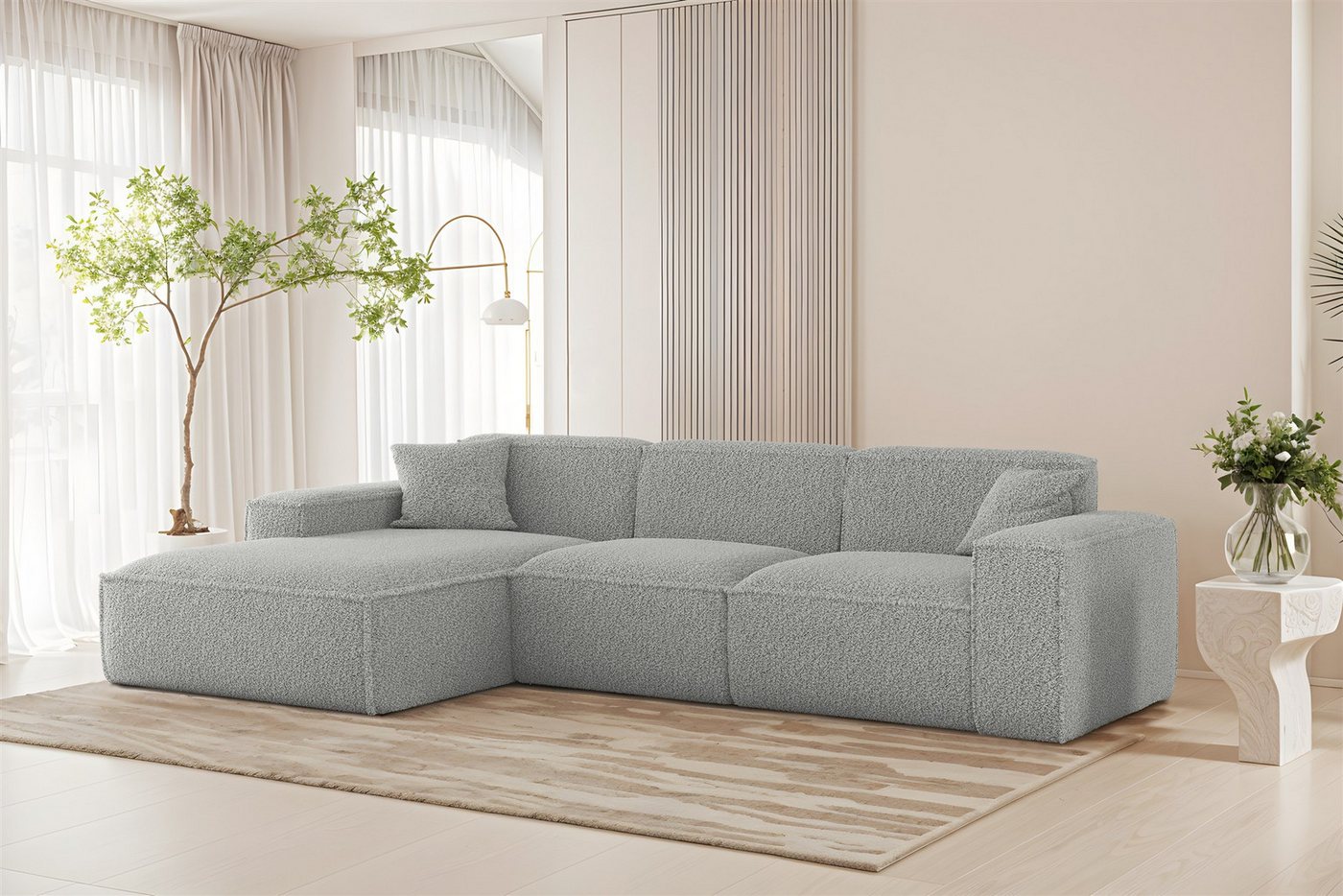 Fun Möbel Ecksofa Designersofa FUN PEREZ PREMIUM in Stoff Sven, Ottomane Rechts oder Links, inkl. 2 x Zierkissen von Fun Möbel