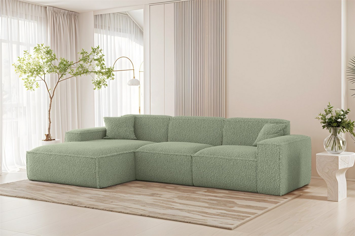 Fun Möbel Ecksofa Designersofa FUN PEREZ PREMIUM in Stoff Sven, Ottomane Rechts oder Links, inkl. 2 x Zierkissen von Fun Möbel