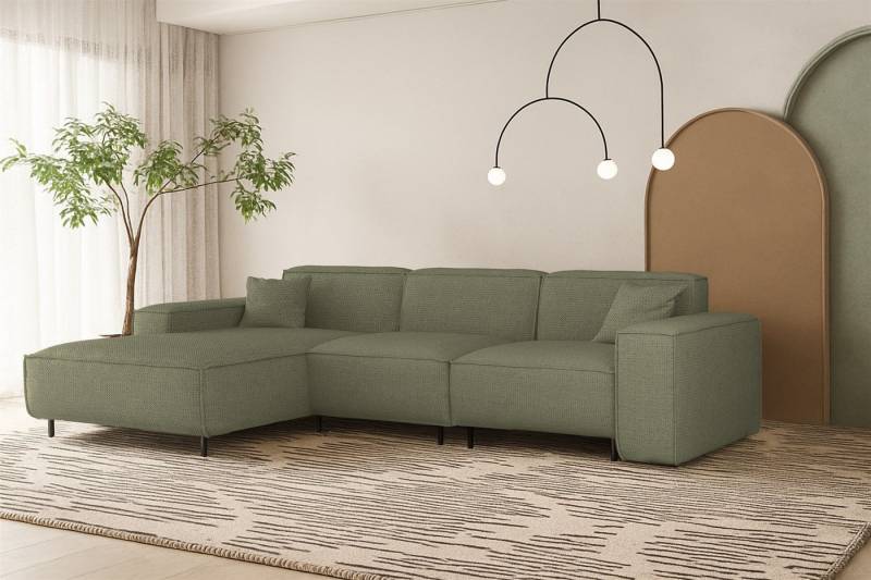 Fun Möbel Ecksofa Designersofa GLORIA mit Ottomane in Stoff, Rundumbezug, Ottomane Links oder Rechts von Fun Möbel