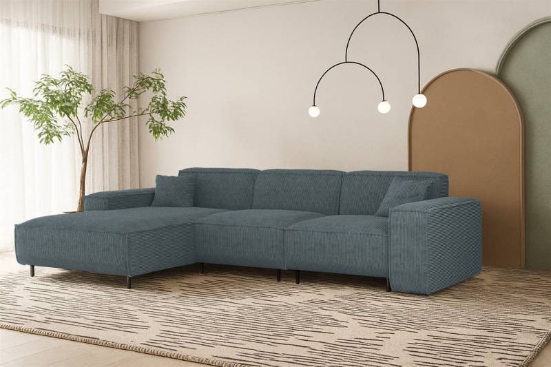 Fun Möbel Ecksofa Designersofa GLORIA mit Ottomane in Stoff, Rundumbezug, Ottomane Links oder Rechts von Fun Möbel