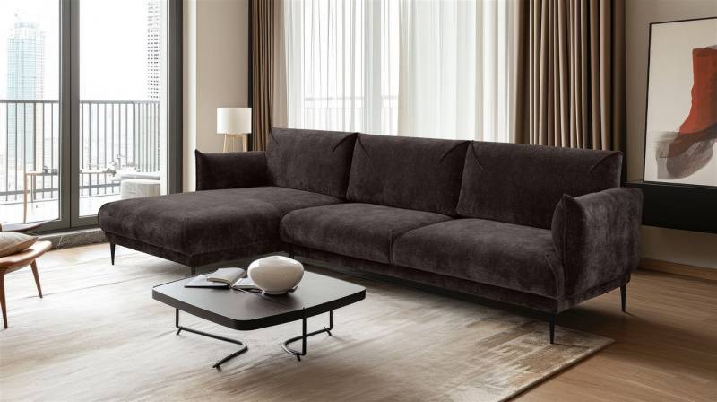 Fun Möbel Ecksofa Designersofa MADISON XL in Stoff, mit Ottomane Links oder Rechts, Rundumbezug von Fun Möbel