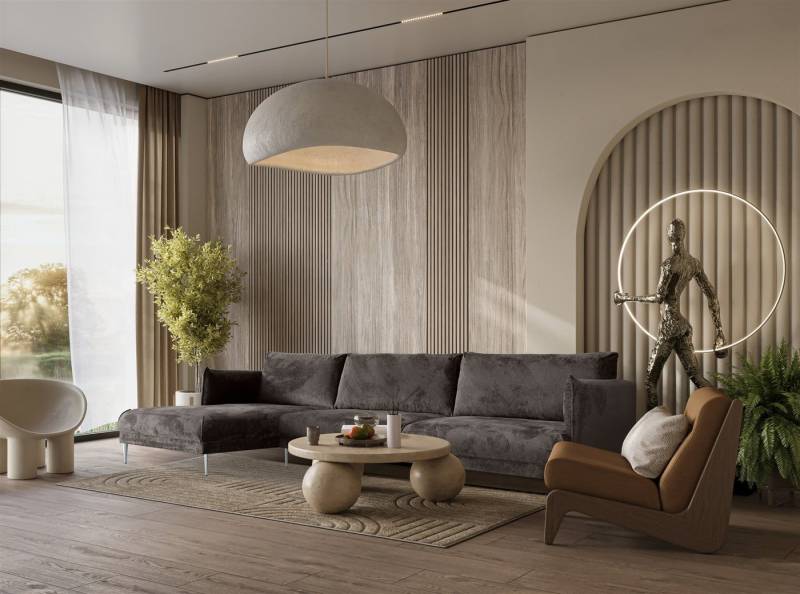 Fun Möbel Ecksofa Designersofa MADISON XL in Stoff Tender Way, mit Ottomane Links oder Rechts, Rundumzug von Fun Möbel