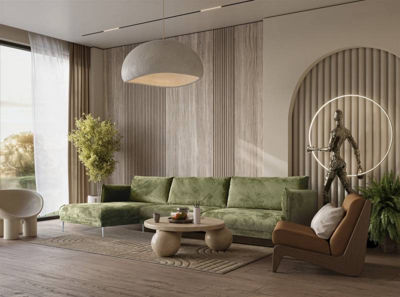 Fun Möbel Ecksofa Designersofa MADISON in Stoff, mit Ottomane Links oder Rechts, Rundumbezug von Fun Möbel