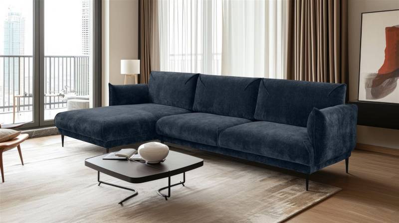 Fun Möbel Ecksofa Designersofa MADISON in Stoff, mit Ottomane Links oder Rechts, Rundumbezug von Fun Möbel