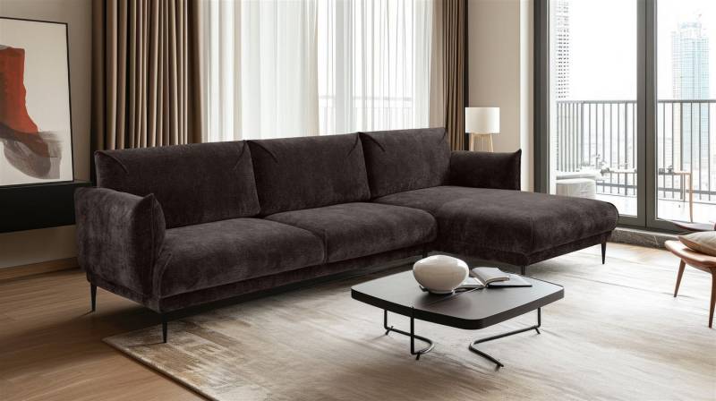 Fun Möbel Ecksofa Designersofa MADISON in Stoff, mit Ottomane Links oder Rechts, Rundumbezug von Fun Möbel