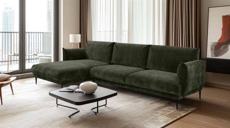 Fun Möbel Ecksofa Designersofa MADISON in Stoff, mit Ottomane Links oder Rechts, Rundumbezug von Fun Möbel