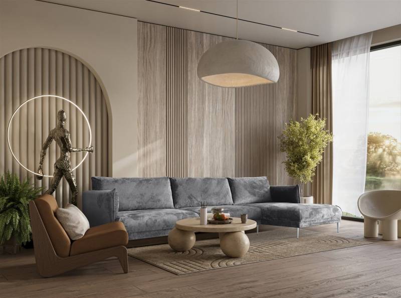 Fun Möbel Ecksofa Designersofa MADISON in Stoff Tender Way, mit Ottomane Links oder Rechts, Rundumbezug von Fun Möbel