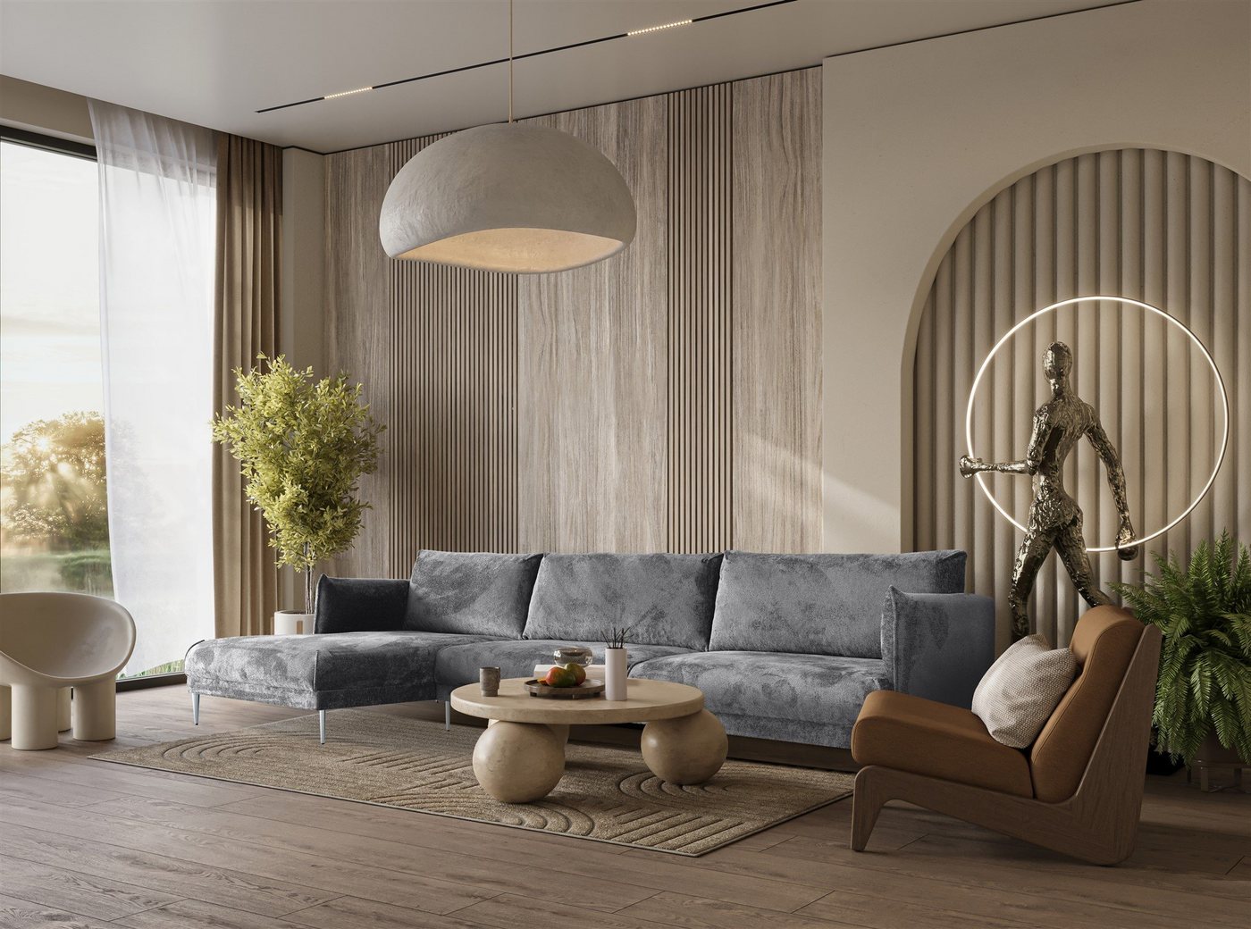 Fun Möbel Ecksofa Designersofa MADISON in Stoff Tender Way, mit Ottomane Links oder Rechts, Rundumbezug Fun Möbel Ecksofa Designersofa MADISON in Stoff Tender Way, mit Ottomane Links oder Rechts, Rundumbezug von Fun Möbel