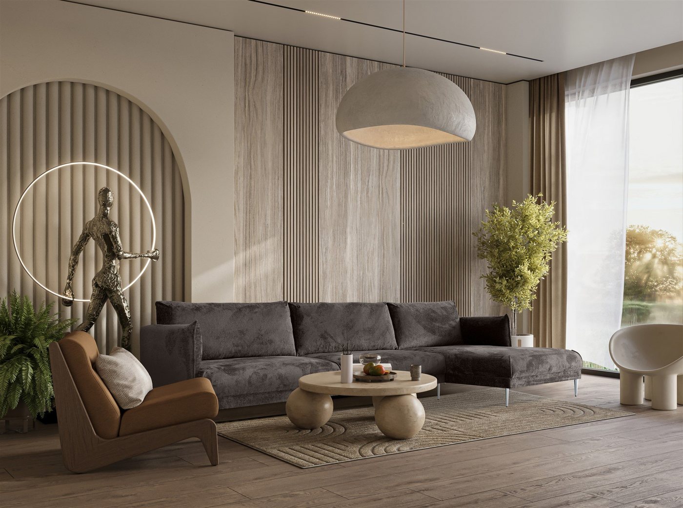 Fun Möbel Ecksofa Designersofa MADISON in Stoff Tender Way, mit Ottomane Links oder Rechts, Rundumbezug Fun Möbel Ecksofa Designersofa MADISON in Stoff Tender Way, mit Ottomane Links oder Rechts, Rundumbezug von Fun Möbel