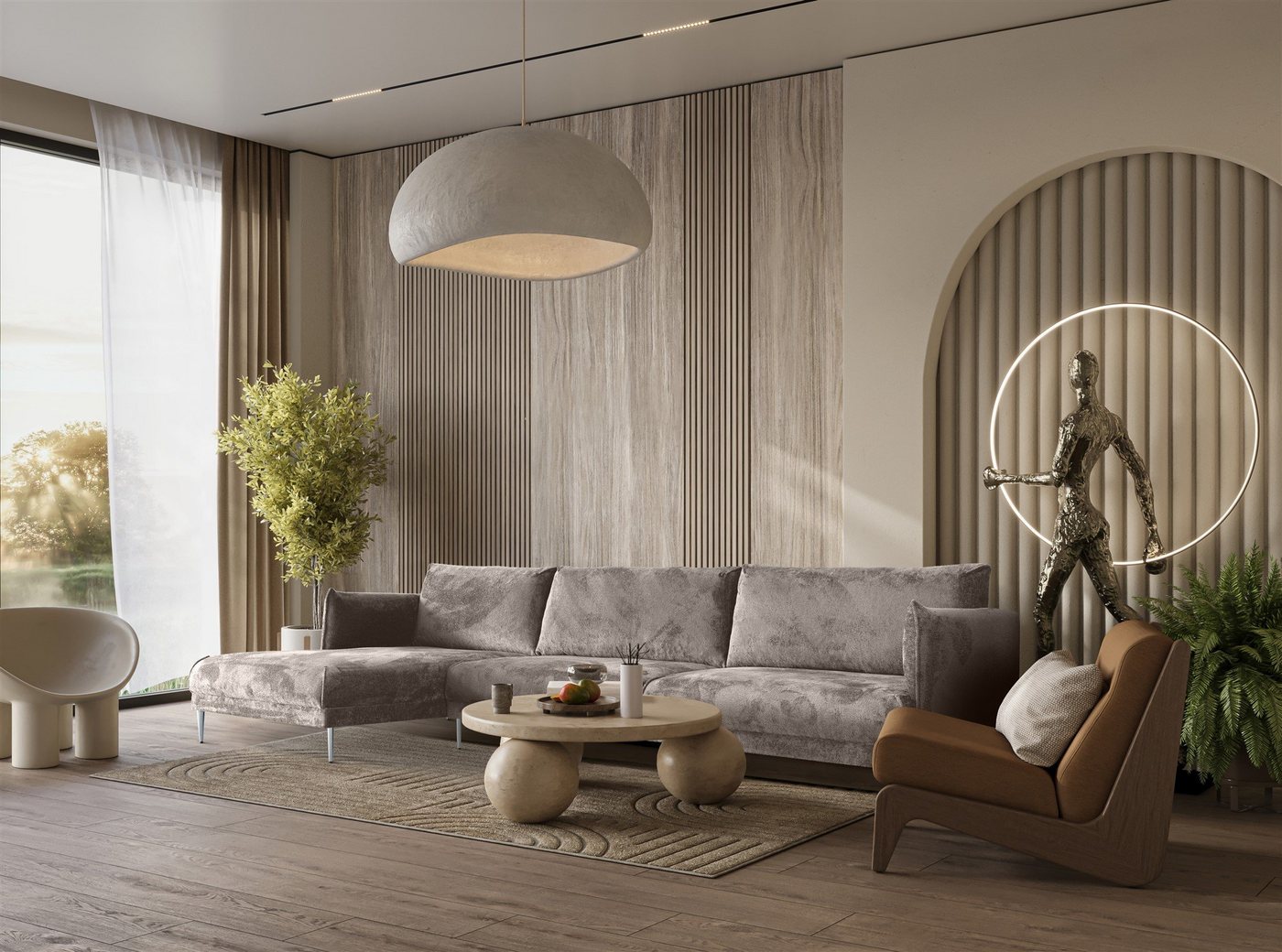Fun Möbel Ecksofa Designersofa MADISON in Stoff Tender Way, mit Ottomane Links oder Rechts, Rundumbezug Fun Möbel Ecksofa Designersofa MADISON in Stoff Tender Way, mit Ottomane Links oder Rechts, Rundumbezug von Fun Möbel