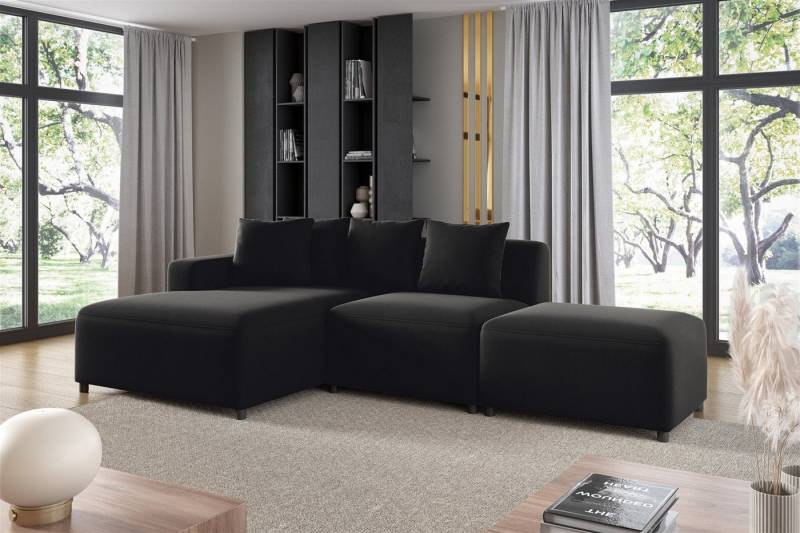 Fun Möbel Ecksofa Designersofa MEGAN XS inkl. Hocker in Stoff Salvador, mit Ottomane links oder rechts, Rundumbezug von Fun Möbel