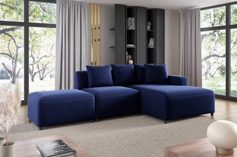 Fun Möbel Ecksofa Designersofa MEGAN XS inkl. Hocker in Stoff Salvador, mit Ottomane links oder rechts, Rundumbezug von Fun Möbel