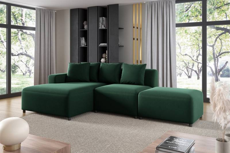 Fun Möbel Ecksofa Designersofa MEGAN XS inkl. Hocker in Stoff Salvador, mit Ottomane links oder rechts, Rundumbezug von Fun Möbel