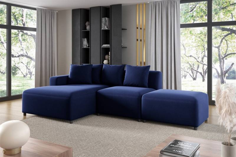 Fun Möbel Ecksofa Designersofa MEGAN XS inkl. Hocker in Stoff Salvador, mit Ottomane links oder rechts, Rundumbezug von Fun Möbel