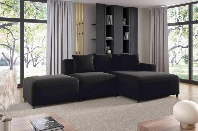 Fun Möbel Ecksofa Designersofa MEGAN XS inkl. Hocker in Stoff Salvador, mit Ottomane links oder rechts, Rundumbezug von Fun Möbel