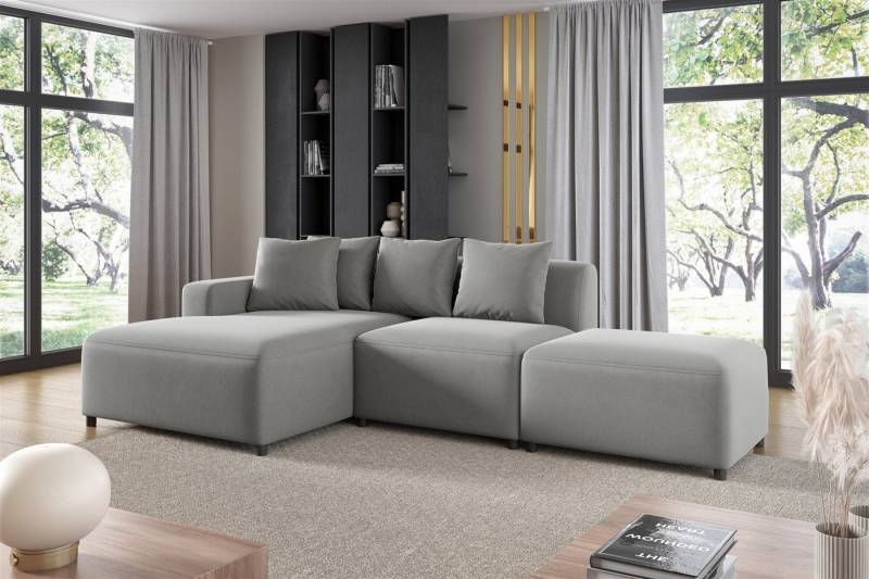 Fun Möbel Ecksofa Designersofa MEGAN XS inkl. Hocker in Stoff Salvador, mit Ottomane links oder rechts, Rundumbezug von Fun Möbel