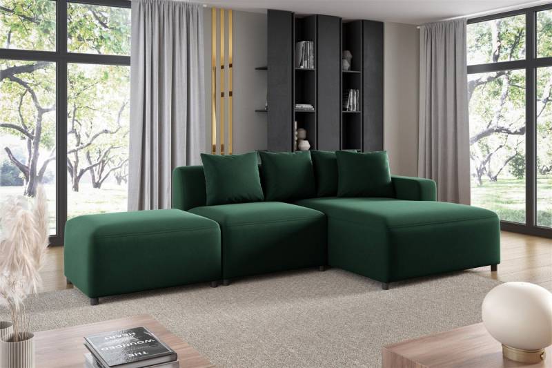 Fun Möbel Ecksofa Designersofa MEGAN XS inkl. Hocker in Stoff Salvador, mit Ottomane links oder rechts, Rundumbezug von Fun Möbel