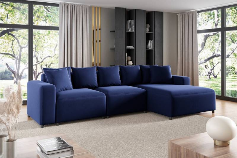 Fun Möbel Ecksofa Designersofa MEGAN in Stoff Salvador, mit Ottomane links oder rechts, Rundumbezug von Fun Möbel