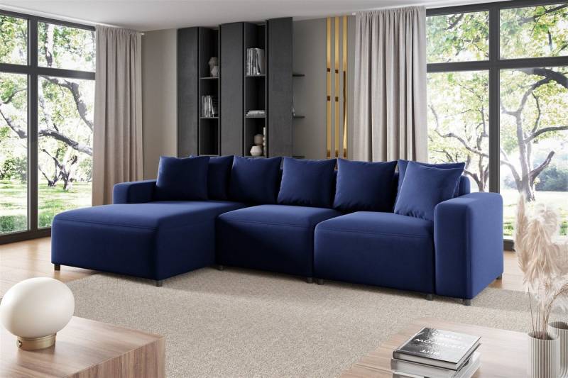 Fun Möbel Ecksofa Designersofa MEGAN in Stoff Salvador, mit Ottomane links oder rechts, Rundumbezug von Fun Möbel