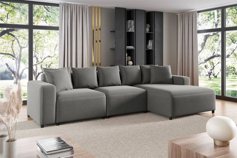 Fun Möbel Ecksofa Designersofa MEGAN in Stoff Salvador, mit Ottomane links oder rechts, Rundumbezug von Fun Möbel