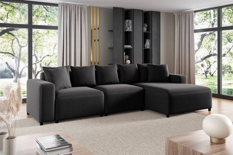 Fun Möbel Ecksofa Designersofa MEGAN in Stoff Salvador, mit Ottomane links oder rechts, Rundumbezug von Fun Möbel