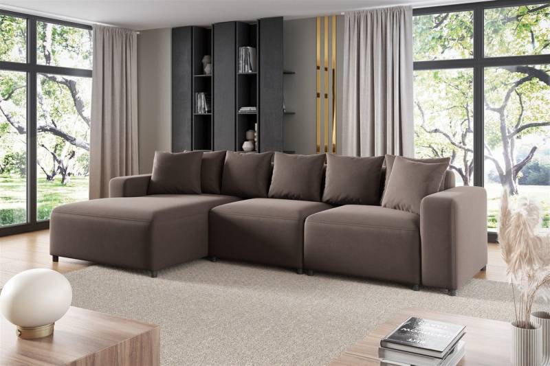Fun Möbel Ecksofa Designersofa MEGAN in Stoff Salvador, mit Ottomane links oder rechts, Rundumbezug von Fun Möbel