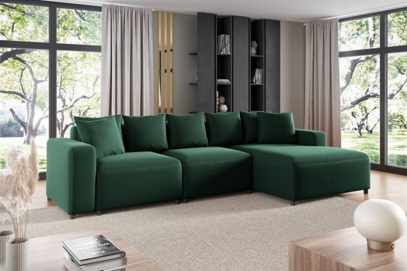 Fun Möbel Ecksofa Designersofa MEGAN in Stoff Salvador, mit Ottomane links oder rechts, Rundumbezug von Fun Möbel