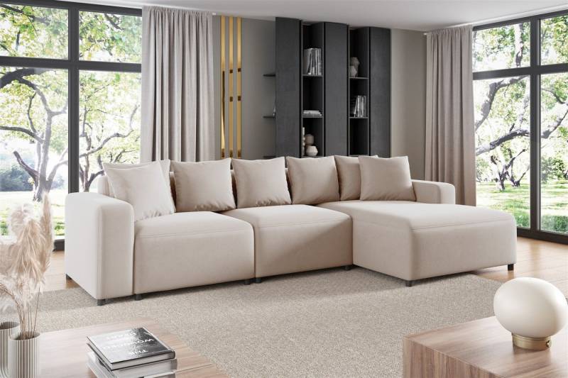 Fun Möbel Ecksofa Designersofa MEGAN in Stoff Salvador, mit Ottomane links oder rechts, Rundumbezug von Fun Möbel