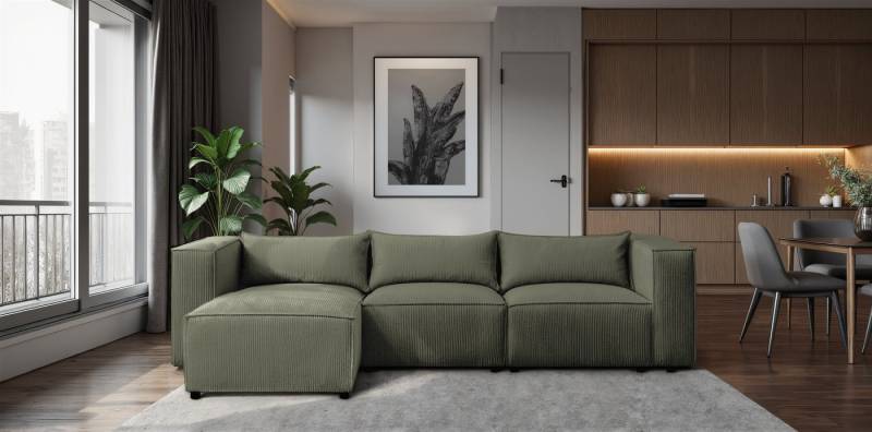 Fun Möbel Ecksofa Designersofa NEVIO in Stoff Lincoln mit Ottomane, Rundumbezug, Ottomane Links oder Rechts von Fun Möbel