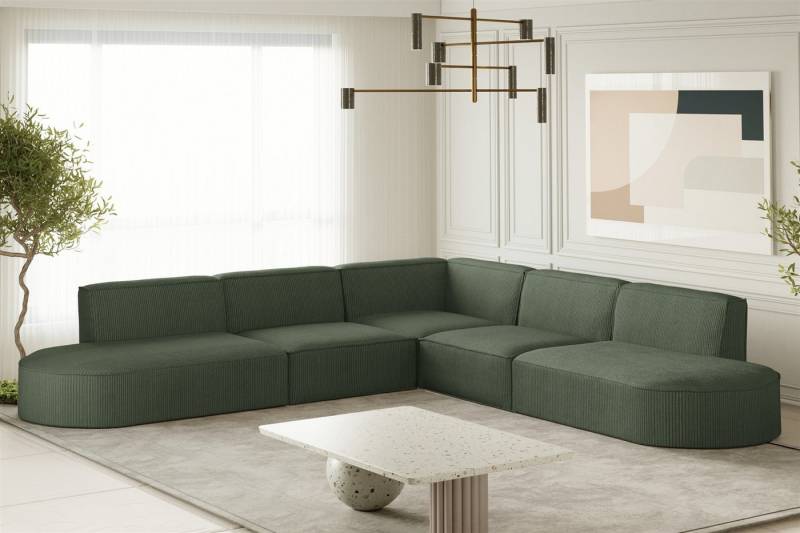 Fun Möbel Ecksofa Designersofa PALMA Seite Universal in Stoff Noel und Scala, Rundumbezug, Kann links oder rechts in Raum platziert werden von Fun Möbel