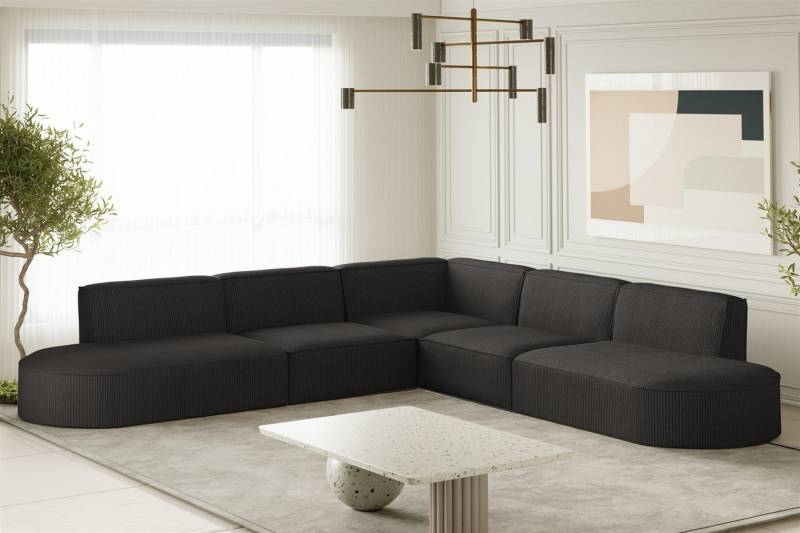 Fun Möbel Ecksofa Designersofa PALMA Seite Universal in Stoff Noel und Scala, Rundumbezug, Kann links oder rechts in Raum platziert werden von Fun Möbel