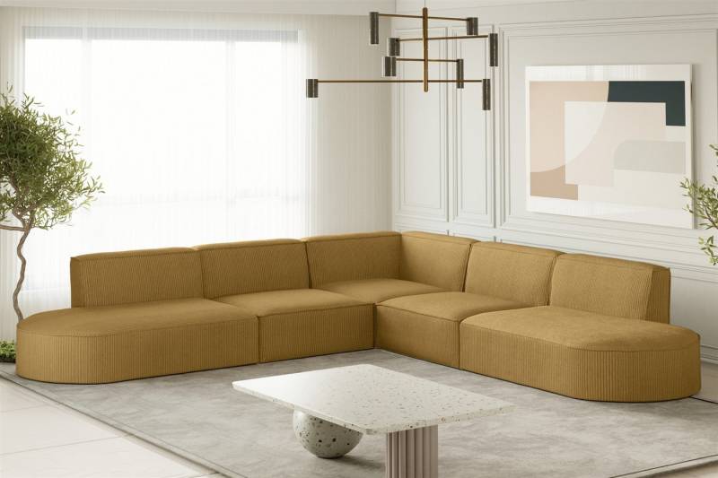 Fun Möbel Ecksofa Designersofa PALMA Seite Universal in Stoff Noel und Scala, Rundumbezug, Kann links oder rechts in Raum platziert werden von Fun Möbel