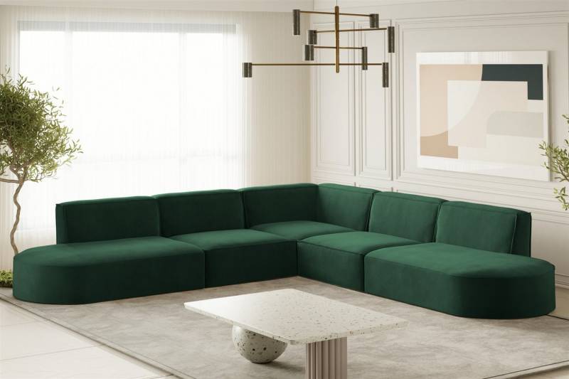 Fun Möbel Ecksofa Designersofa PALMA Seite Universal in Stoff Noel und Scala, Rundumbezug, Kann links oder rechts in Raum platziert werden von Fun Möbel