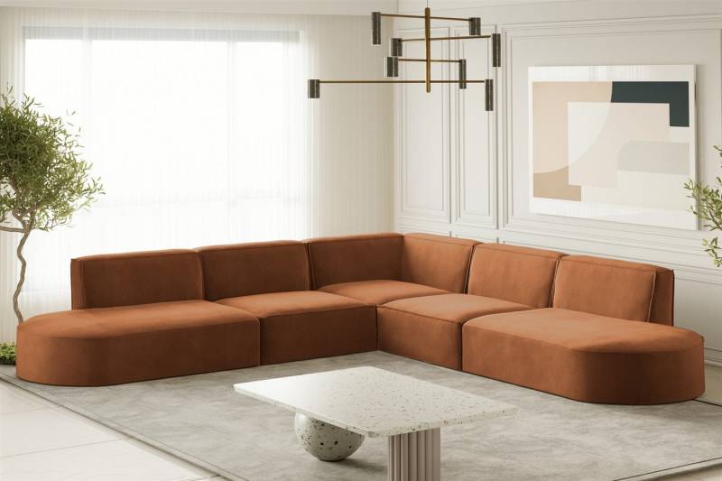 Fun Möbel Ecksofa Designersofa PALMA Seite Universal in Stoff Noel und Scala, Rundumbezug, Kann links oder rechts in Raum platziert werden von Fun Möbel