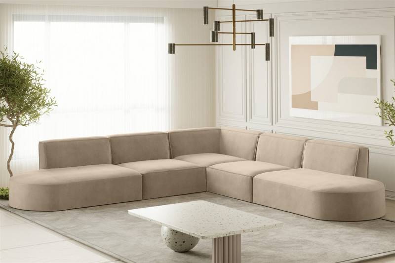 Fun Möbel Ecksofa Designersofa PALMA Seite Universal in Stoff Noel und Scala, Rundumbezug, Kann links oder rechts in Raum platziert werden von Fun Möbel
