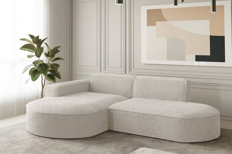 Fun Möbel Ecksofa Designersofa PALMA XS SPEED mit Ottomane in Stoff Ascot, Rundumbezug von Fun Möbel