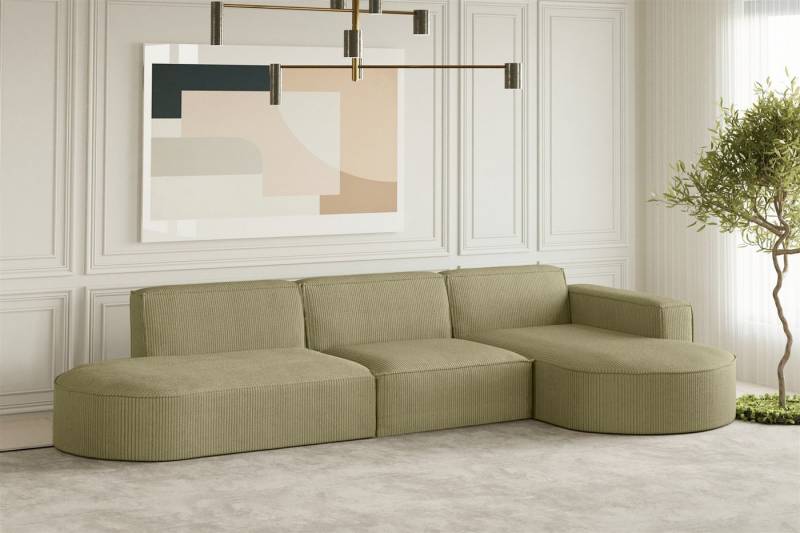 Fun Möbel Ecksofa Designersofa PALMA mit Ottomane in Stoff Noel oder Scala, Ottomane links oder rechts, Rundumbezug von Fun Möbel