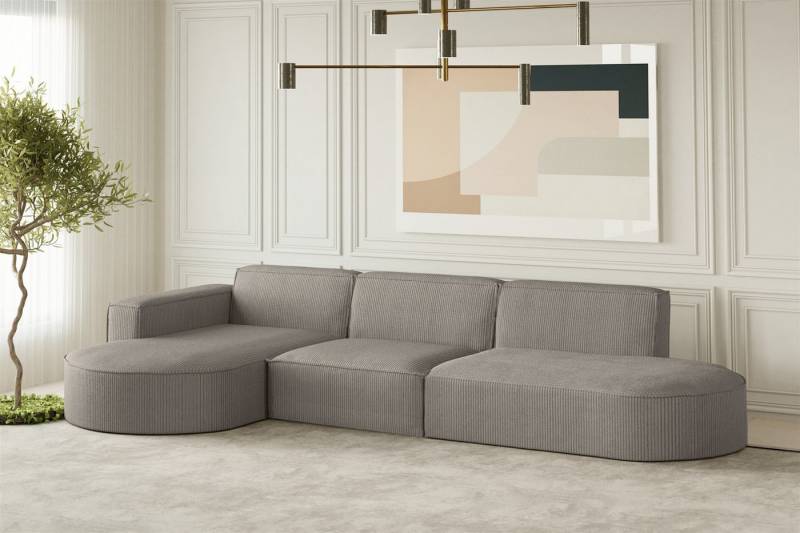 Fun Möbel Ecksofa Designersofa PALMA mit Ottomane in Stoff Noel oder Scala, Ottomane links oder rechts, Rundumbezug von Fun Möbel