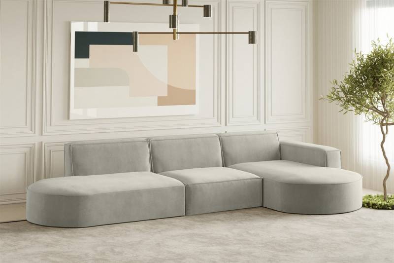 Fun Möbel Ecksofa Designersofa PALMA mit Ottomane in Stoff Noel oder Scala, Ottomane links oder rechts, Rundumbezug von Fun Möbel