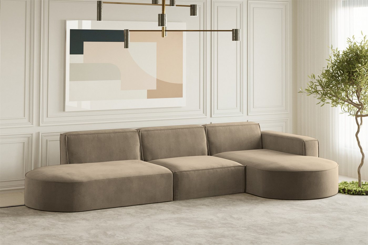 Fun Möbel Ecksofa Designersofa PALMA mit Ottomane in Stoff Noel oder Scala, Ottomane links oder rechts, Rundumbezug Fun Möbel Ecksofa Designersofa PALMA mit Ottomane in Stoff Noel oder Scala, Ottomane links oder rechts, Rundumbezug von Fun Möbel
